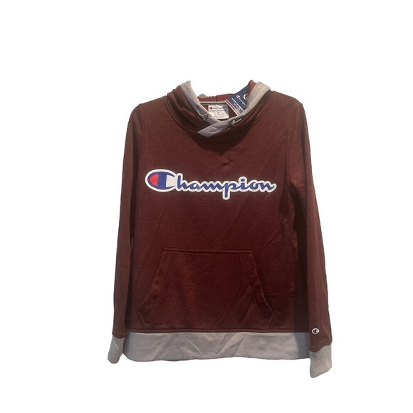 Champion Women’s Long Sleeve MAROON & GRAY Polyester Hoodie Medium NWT - Picture 1 of 5